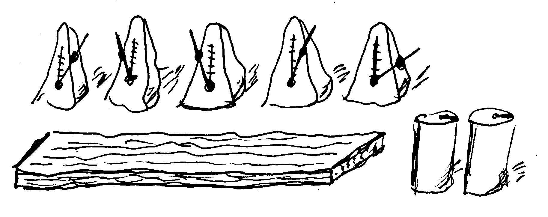 metronomes on a board